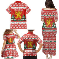 Bulgaria Christmas Family Matching Puletasi and Hawaiian Shirt Merry Xmas Lion Crest - Wonder Print Shop