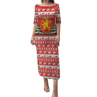 Bulgaria Christmas Family Matching Puletasi and Hawaiian Shirt Merry Xmas Lion Crest - Wonder Print Shop
