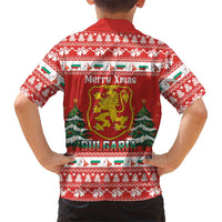 Bulgaria Christmas Family Matching Short Sleeve Bodycon Dress and Hawaiian Shirt Merry Xmas Lion Crest - Wonder Print Shop