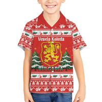Bulgaria Christmas Family Matching Short Sleeve Bodycon Dress and Hawaiian Shirt Merry Xmas Lion Crest - Wonder Print Shop