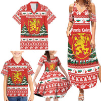 Bulgaria Christmas Family Matching Summer Maxi Dress and Hawaiian Shirt Merry Xmas Lion Crest - Wonder Print Shop