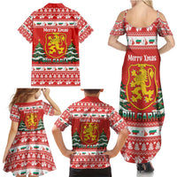 Bulgaria Christmas Family Matching Summer Maxi Dress and Hawaiian Shirt Merry Xmas Lion Crest - Wonder Print Shop