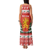 Bulgaria Christmas Family Matching Tank Maxi Dress and Hawaiian Shirt Merry Xmas Lion Crest - Wonder Print Shop