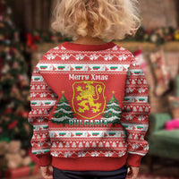 Bulgaria Christmas Kid Ugly Christmas Sweater Merry Xmas Lion Crest - Wonder Print Shop