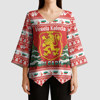 Bulgaria Christmas Kimono Sleeve Blouse Merry Xmas Lion Crest - Wonder Print Shop