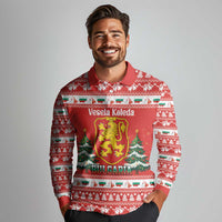 Bulgaria Christmas Long Sleeve Polo Shirt Merry Xmas Lion Crest - Wonder Print Shop