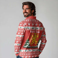 Bulgaria Christmas Long Sleeve Polo Shirt Merry Xmas Lion Crest - Wonder Print Shop