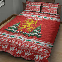 Bulgaria Christmas Quilt Bed Set Merry Xmas Lion Crest - Wonder Print Shop