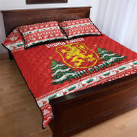 Bulgaria Christmas Quilt Bed Set Merry Xmas Lion Crest - Wonder Print Shop