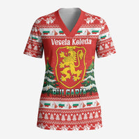 Bulgaria Christmas Scrub Top Merry Xmas Lion Crest - Wonder Print Shop