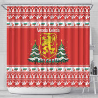 Bulgaria Christmas Shower Curtain Merry Xmas Lion Crest - Wonder Print Shop