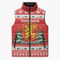 Bulgaria Christmas Sleeveless Puffer Jacket Merry Xmas Lion Crest - Wonder Print Shop