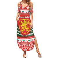 Bulgaria Christmas Summer Maxi Dress Merry Xmas Lion Crest - Wonder Print Shop