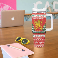 Bulgaria Christmas Tumbler With Handle Merry Xmas Lion Crest - Wonder Print Shop