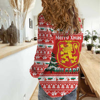 Bulgaria Christmas Women Casual Shirt Merry Xmas Lion Crest - Wonder Print Shop
