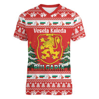 Bulgaria Christmas Women V-Neck T-Shirt Merry Xmas Lion Crest - Wonder Print Shop