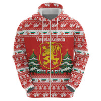 Bulgaria Christmas Zip Hoodie Merry Xmas Lion Crest - Wonder Print Shop