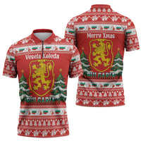 Bulgaria Christmas Zipper Polo Shirt Merry Xmas Lion Crest - Wonder Print Shop