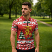 Bulgaria Christmas Zipper Polo Shirt Merry Xmas Lion Crest - Wonder Print Shop