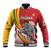 Personalized Lithuania Independence Day Baseball Jacket Lithuanian Vytis Swoosh - Wonder Print Shop