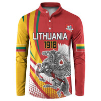 Personalized Lithuania Independence Day Button Sweatshirt Lithuanian Vytis Swoosh - Wonder Print Shop