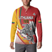 Personalized Lithuania Independence Day Button Sweatshirt Lithuanian Vytis Swoosh - Wonder Print Shop