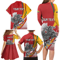 Personalized Lithuania Independence Day Family Matching Long Sleeve Bodycon Dress and Hawaiian Shirt Lithuanian Vytis Swoosh - Wonder Print Shop