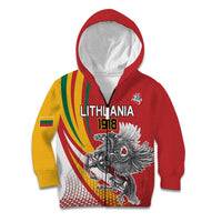 Personalized Lithuania Independence Day Kid Hoodie Lithuanian Vytis Swoosh - Wonder Print Shop