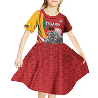 Personalized Lithuania Independence Day Kid Short Sleeve Dress Lithuanian Vytis Swoosh - Wonder Print Shop