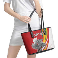 Personalized Lithuania Independence Day Leather Tote Bag Lithuanian Vytis Swoosh - Wonder Print Shop