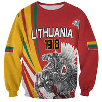 Personalized Lithuania Independence Day Sweatshirt Lithuanian Vytis Swoosh - Wonder Print Shop