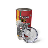 Personalized Lithuania Independence Day Tumbler Cup Lithuanian Vytis Swoosh - Wonder Print Shop