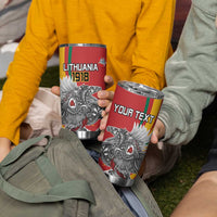 Personalized Lithuania Independence Day Tumbler Cup Lithuanian Vytis Swoosh - Wonder Print Shop