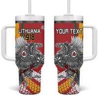 Personalized Lithuania Independence Day Tumbler With Handle Lithuanian Vytis Swoosh - Wonder Print Shop