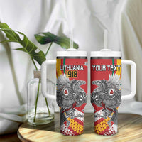Personalized Lithuania Independence Day Tumbler With Handle Lithuanian Vytis Swoosh - Wonder Print Shop