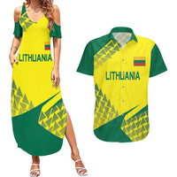 Custom Lithuania Volleyball Couples Matching Summer Maxi Dress and Hawaiian Shirt Go Champion Sporty Style - Wonder Print Shop