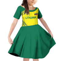 Custom Lithuania Volleyball Family Matching Off Shoulder Short Dress and Hawaiian Shirt Go Champion Sporty Style - Wonder Print Shop
