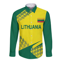 Custom Lithuania Volleyball Long Sleeve Button Shirt Go Champion Sporty Style - Wonder Print Shop