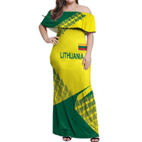 Custom Lithuania Volleyball Off Shoulder Maxi Dress Go Champion Sporty Style - Wonder Print Shop