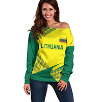 Custom Lithuania Volleyball Off Shoulder Sweater Go Champion Sporty Style - Wonder Print Shop
