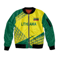 Custom Lithuania Volleyball Sleeve Zip Bomber Jacket Go Champion Sporty Style - Wonder Print Shop