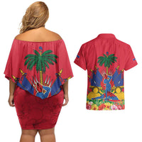 Haiti Independence Day Couples Matching Off Shoulder Short Dress and Hawaiian Shirt Le Marron Inconnu Unity Makes Strength - Wonder Print Shop