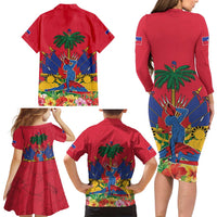 Haiti Independence Day Family Matching Long Sleeve Bodycon Dress and Hawaiian Shirt Le Marron Inconnu Unity Makes Strength - Wonder Print Shop