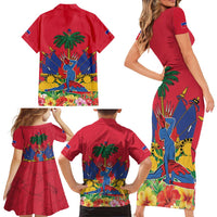 Haiti Independence Day Family Matching Short Sleeve Bodycon Dress and Hawaiian Shirt Le Marron Inconnu Unity Makes Strength - Wonder Print Shop
