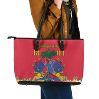 Haiti Independence Day Leather Tote Bag Le Marron Inconnu Unity Makes Strength - Wonder Print Shop