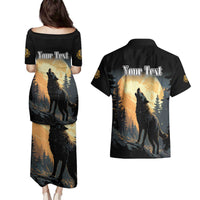 Personalized Estonia Couples Matching Puletasi and Hawaiian Shirt Wolf Howling At The Moon - Wonder Print Shop