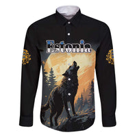 Personalized Estonia Family Matching Tank Maxi Dress and Hawaiian Shirt Wolf Howling At The Moon - Wonder Print Shop