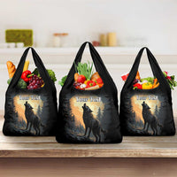 Personalized Estonia Grocery Bag Wolf Howling At The Moon
