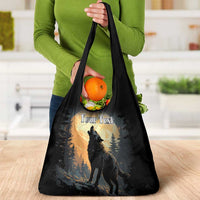 Personalized Estonia Grocery Bag Wolf Howling At The Moon
