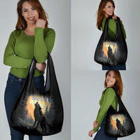 Personalized Estonia Grocery Bag Wolf Howling At The Moon